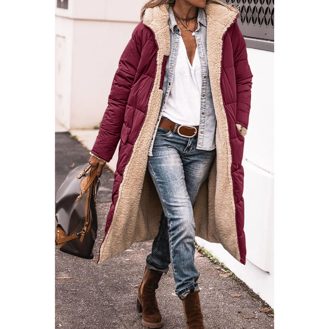 Eleganter Langer Damenmantel für Wintertage 1