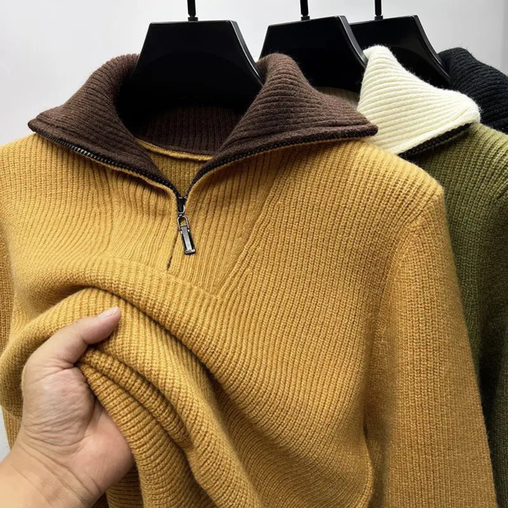 Eleganter Stehkragenpullover mit Reißverschluss 0