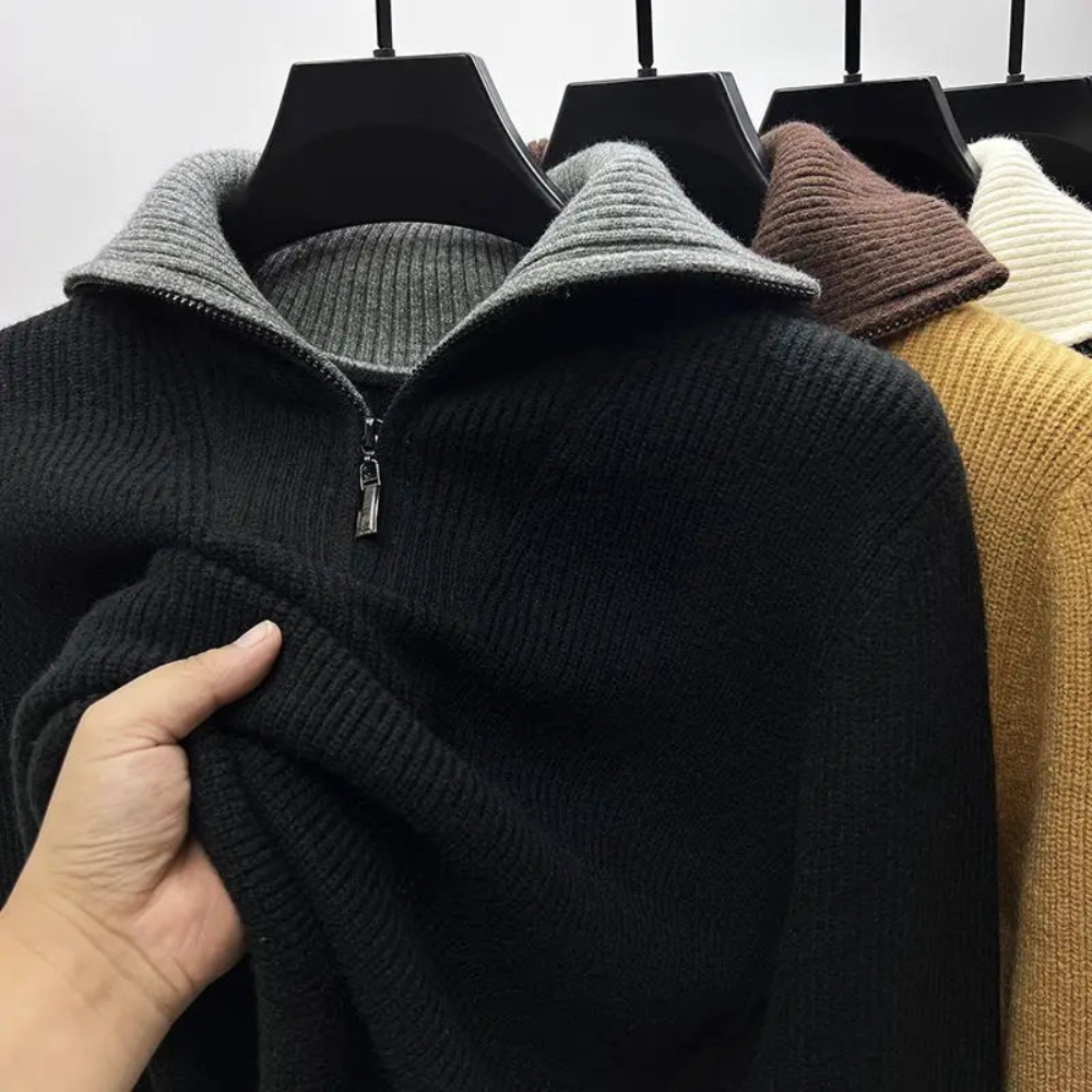 Eleganter Stehkragenpullover mit Reißverschluss 1