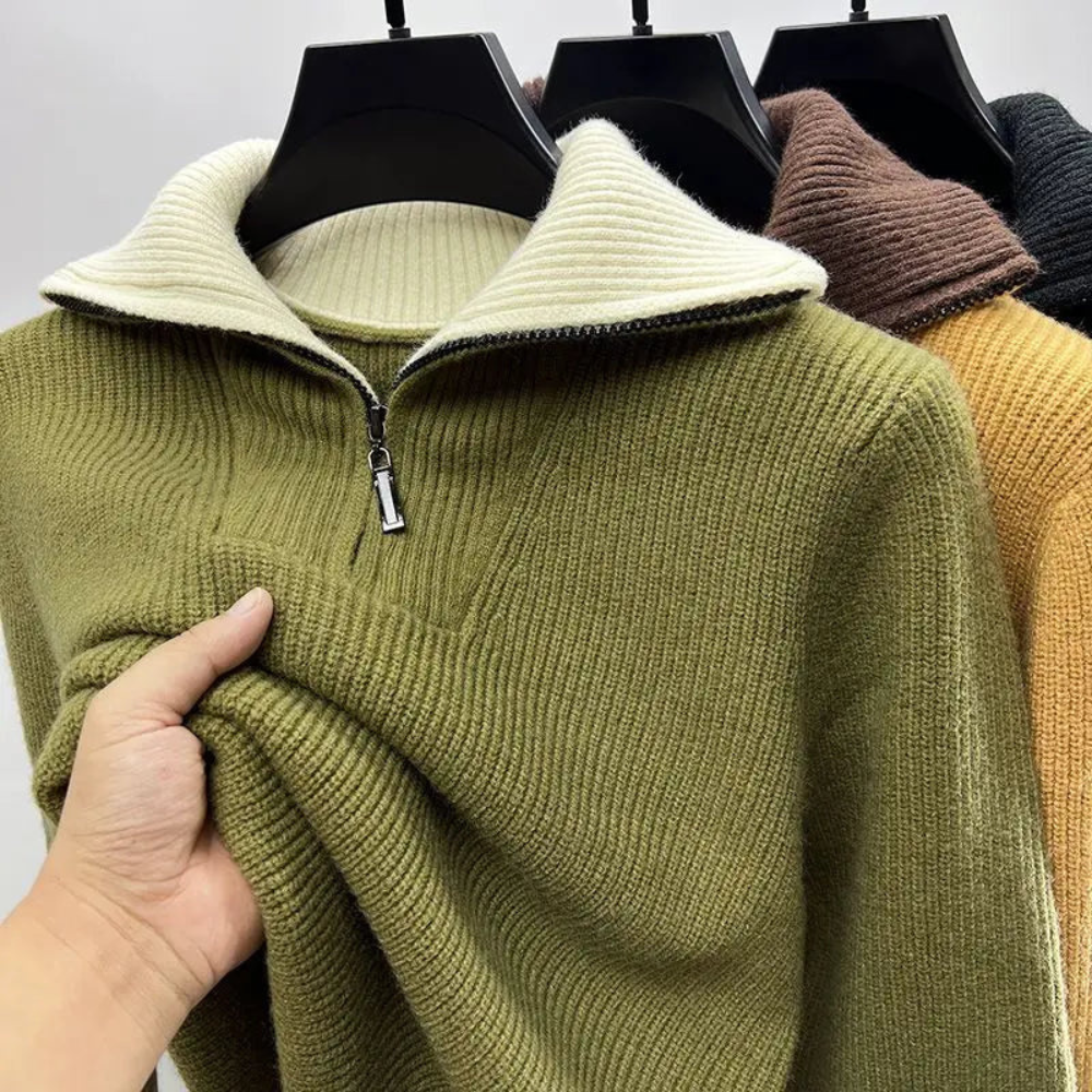 Eleganter Stehkragenpullover mit Reißverschluss 2