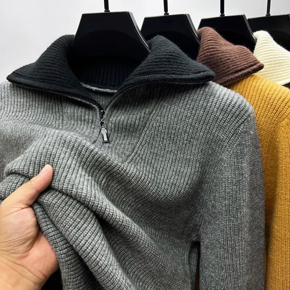 Eleganter Stehkragenpullover mit Reißverschluss 3