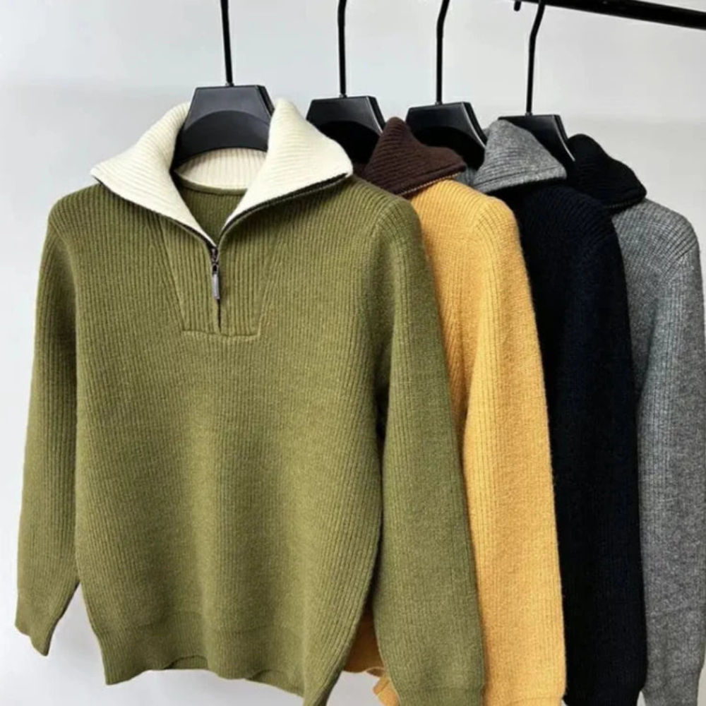Eleganter Stehkragenpullover mit Reißverschluss 4