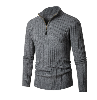 Eleganter Strickpullover mit Halbreißverschluss für Stil 0