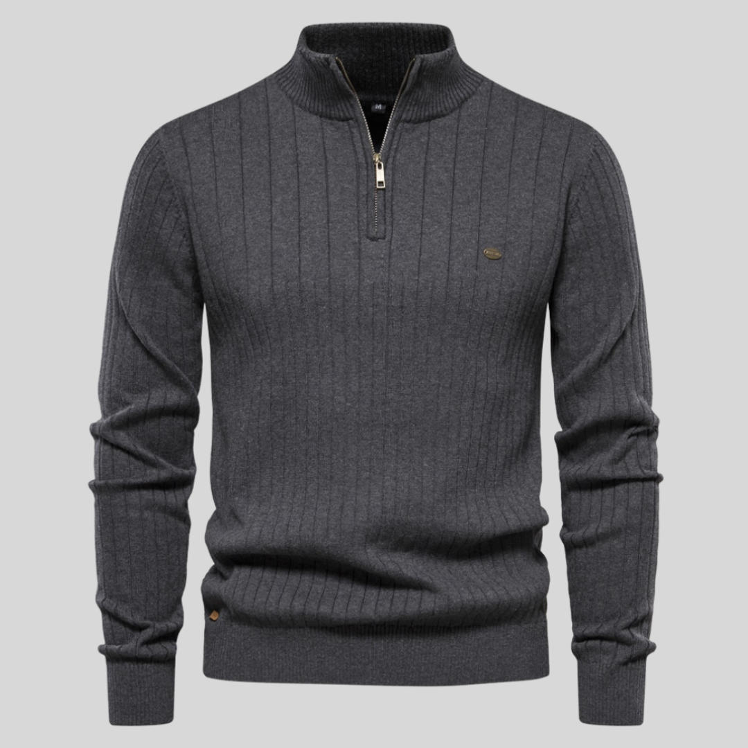 Eleganter Strickpullover mit halbem Reißverschluss 2