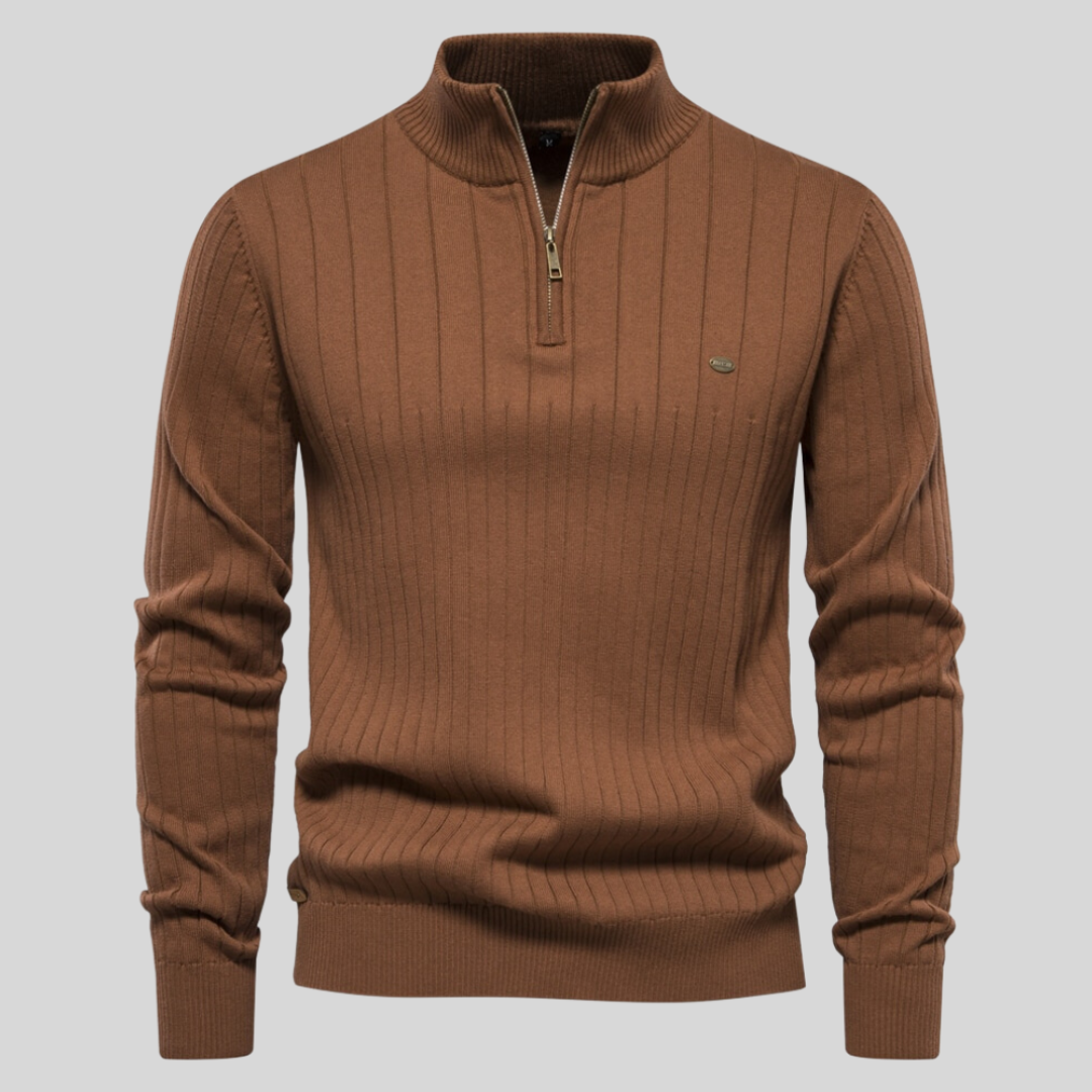 Eleganter Strickpullover mit halbem Reißverschluss 3