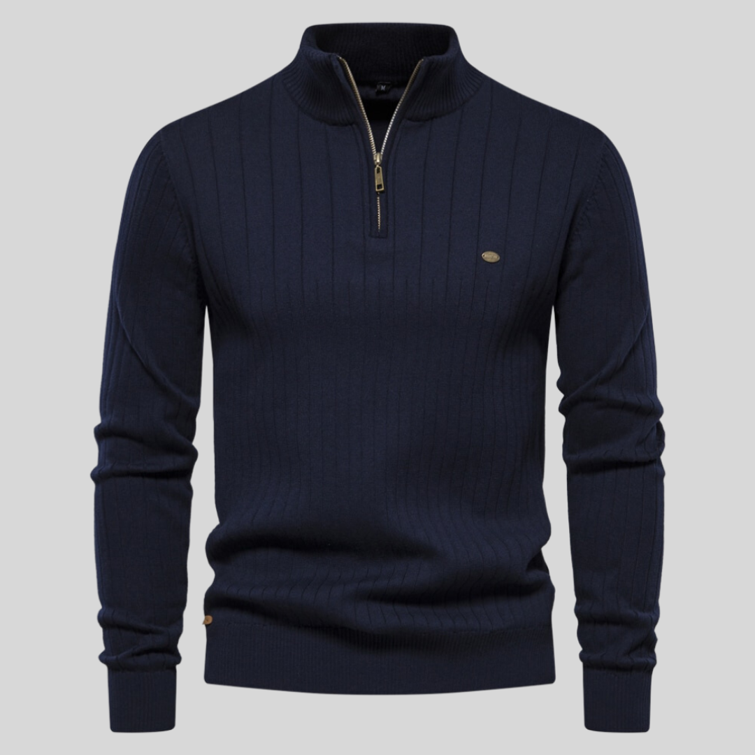 Eleganter Strickpullover mit halbem Reißverschluss 4