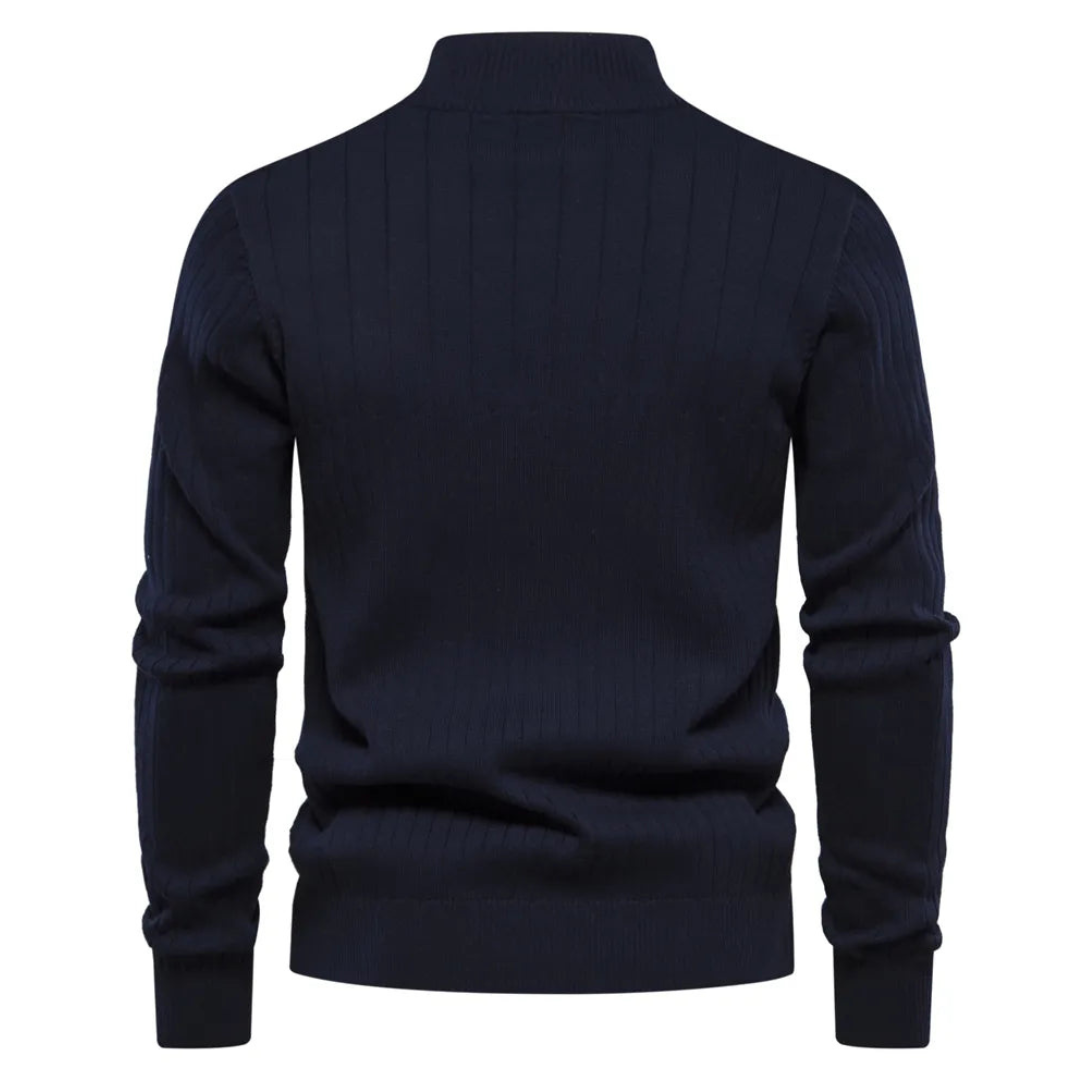 Eleganter Strickpullover mit halbem Reißverschluss 5