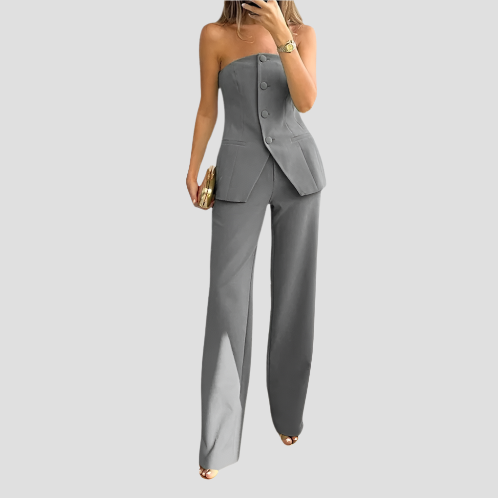 Eleganter Zweiteiler Damen Set für Festliche Anlässe – Hoch taillierte Hosen und Tube-Top 1