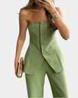 Eleganter Zweiteiler Damen Set für Festliche Anlässe – Hoch taillierte Hosen und Tube-Top 2