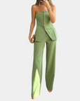 Eleganter Zweiteiler Damen Set für Festliche Anlässe – Hoch taillierte Hosen und Tube-Top 3