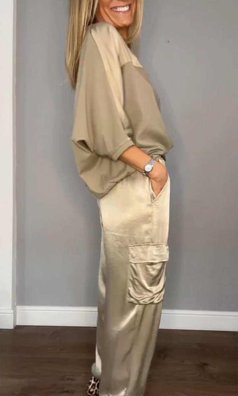 Eleganter Damen Zweiteiler aus Satin für Sommeranlässe – Stilvolles Hemd und maßgeschneiderte Hose 5