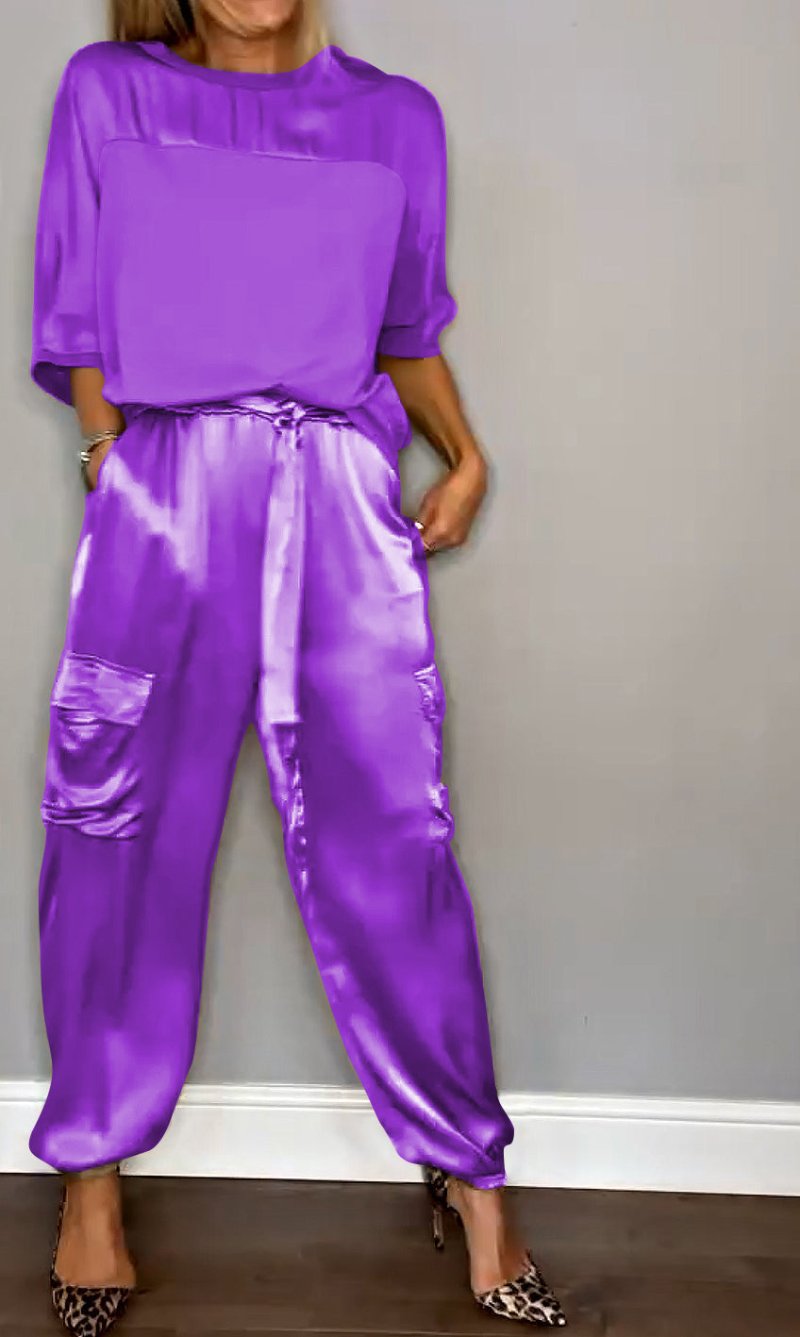 Eleganter Damen Zweiteiler aus Satin für Sommeranlässe – Stilvolles Hemd und maßgeschneiderte Hose 6