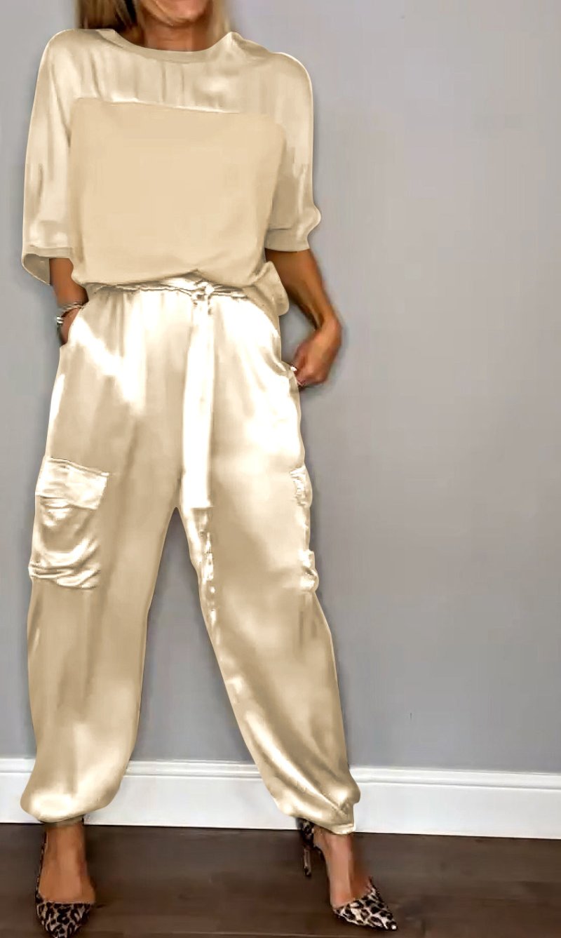 Eleganter Damen Zweiteiler aus Satin für Sommeranlässe – Stilvolles Hemd und maßgeschneiderte Hose 8