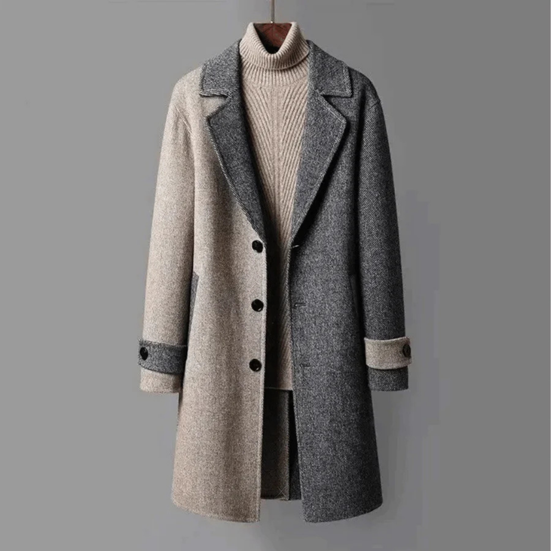Eleganter langer Mantel mit zwei Farben 0