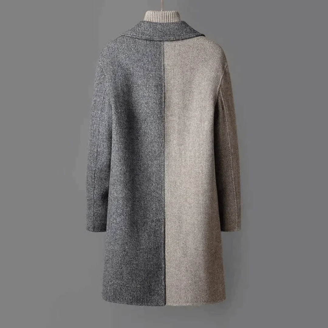 Eleganter langer Mantel mit zwei Farben 1