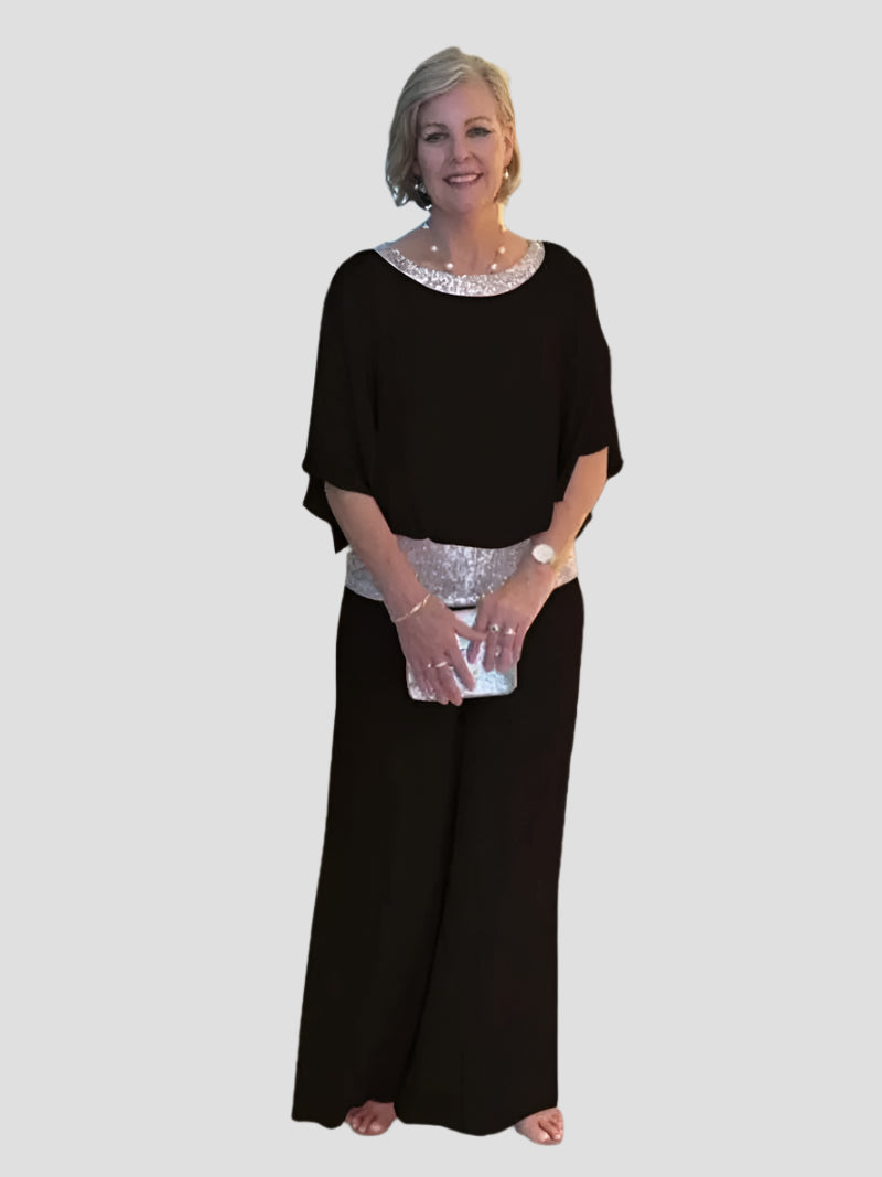 Elegantes Chiffon-Outfit mit Pailletten – Zweiteiliges Ensemble für besondere Anlässe und Freizeit 1