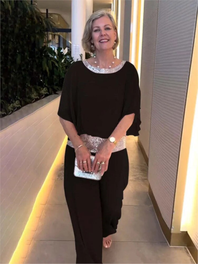 Elegantes Chiffon-Outfit mit Pailletten – Zweiteiliges Ensemble für besondere Anlässe und Freizeit 2