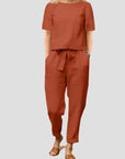 Elegantes Damen Set mit Kurzarmbluse und Haremshosen – Atmungsaktiver Sommerlook 1
