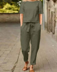 Elegantes Damen Set mit Kurzarmbluse und Haremshosen – Atmungsaktiver Sommerlook 2