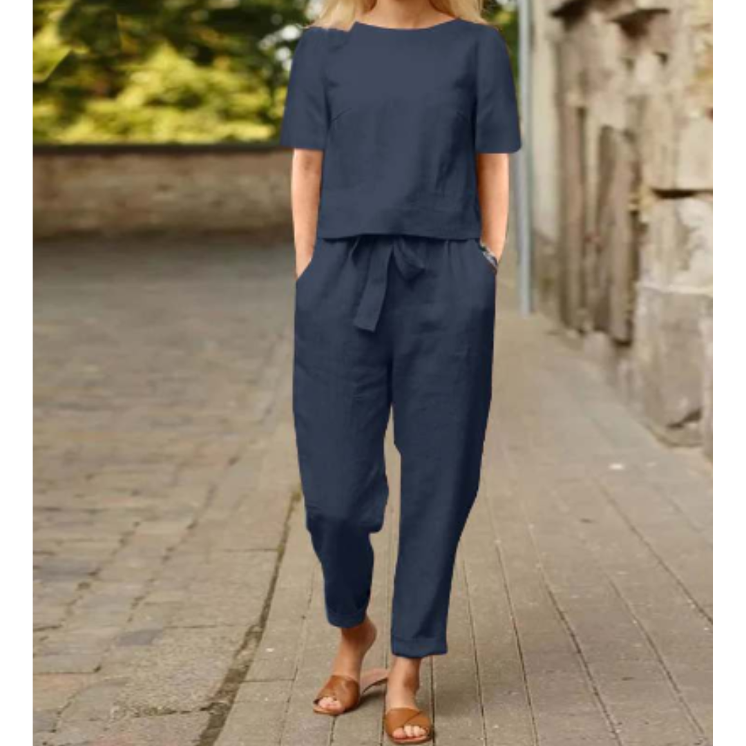 Elegantes Damen Set mit Kurzarmbluse und Haremshosen – Atmungsaktiver Sommerlook 3