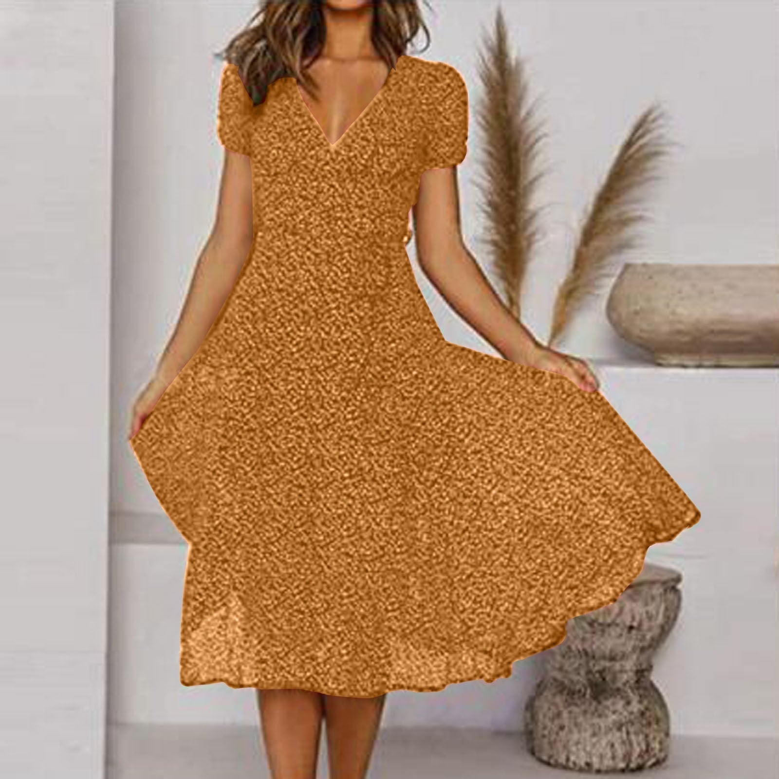 Elegantes Damenkleid aus Leinen mit V-Ausschnitt und A-Linie – Vielseitig und Pflegeleicht 3