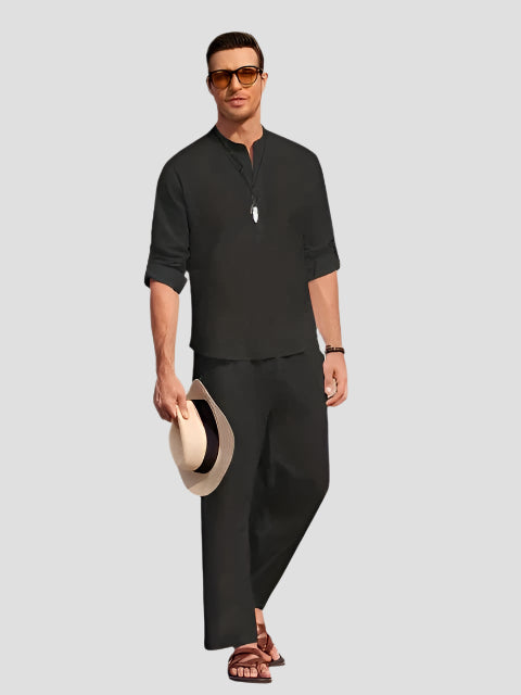 Elegantes 2-teiliges Herrenoutfit aus Leinen und Baumwolle für den Sommer 1