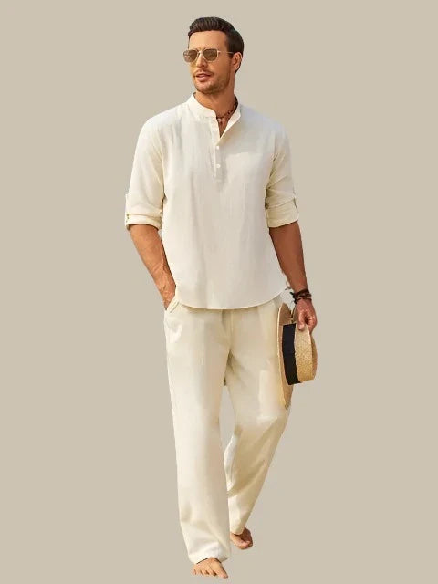 Elegantes 2-teiliges Herrenoutfit aus Leinen und Baumwolle für den Sommer 2