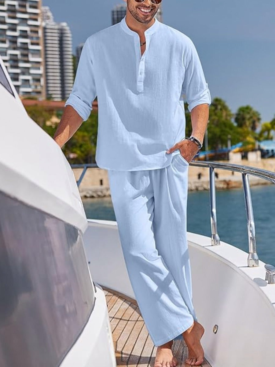 Elegantes 2-teiliges Herrenoutfit aus Leinen und Baumwolle für den Sommer 11