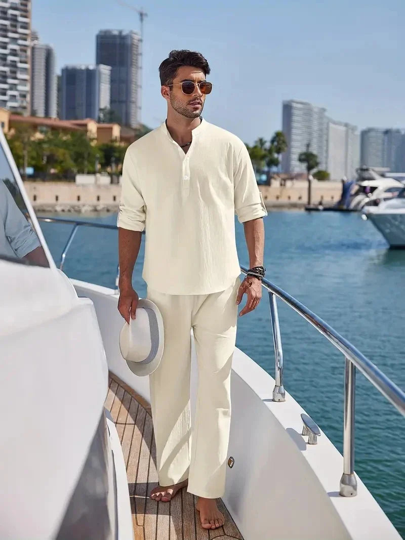 Elegantes 2-teiliges Herrenoutfit aus Leinen und Baumwolle für den Sommer 8