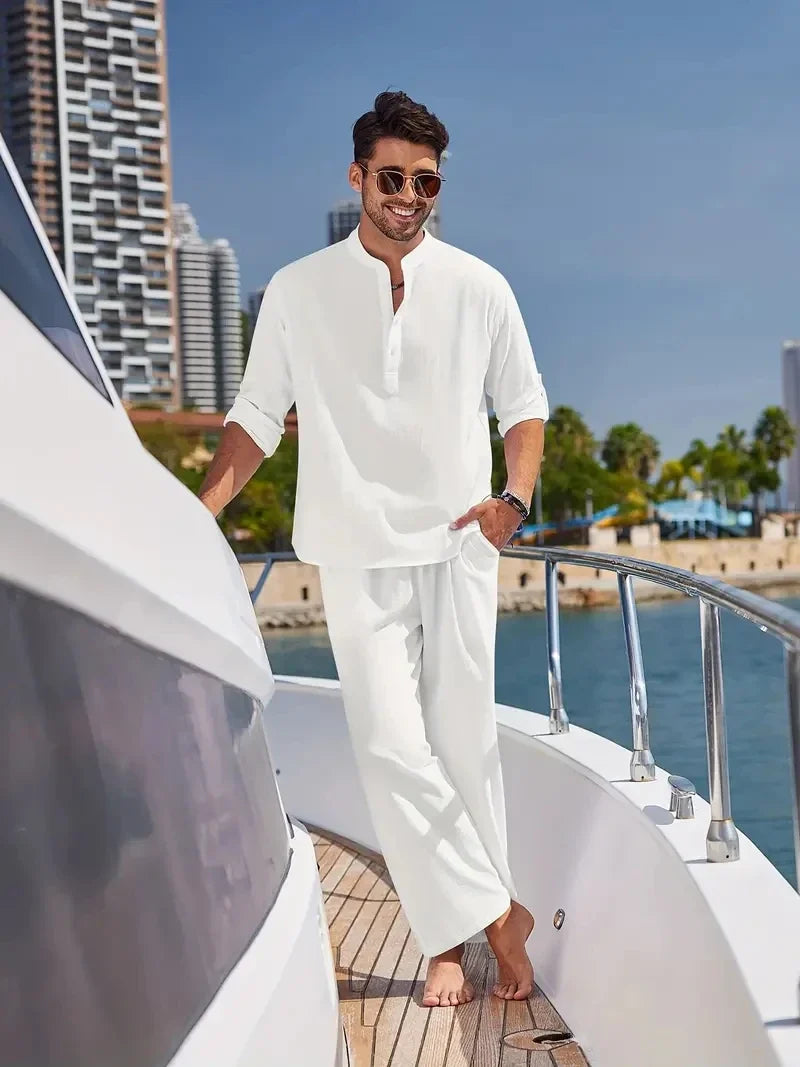 Elegantes 2-teiliges Herrenoutfit aus Leinen und Baumwolle für den Sommer 9