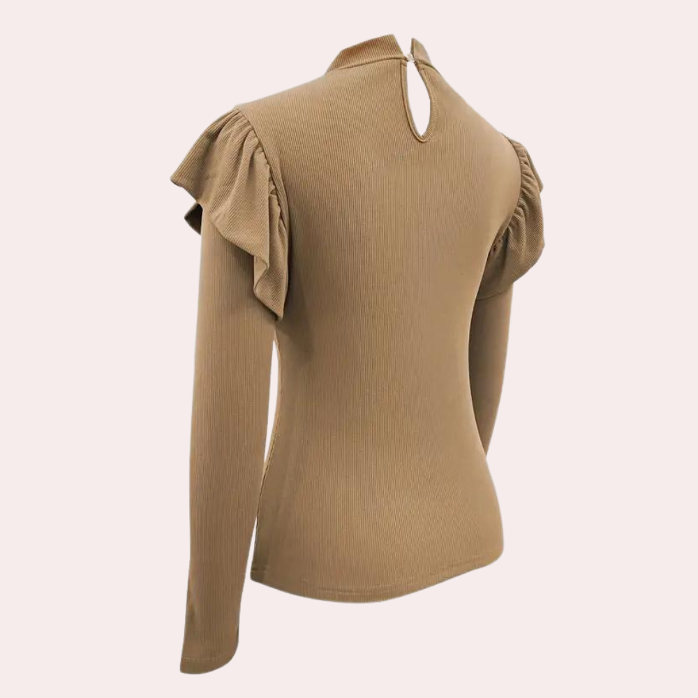Elegantes Langarmshirt mit Puffärmeln und Spitze 1