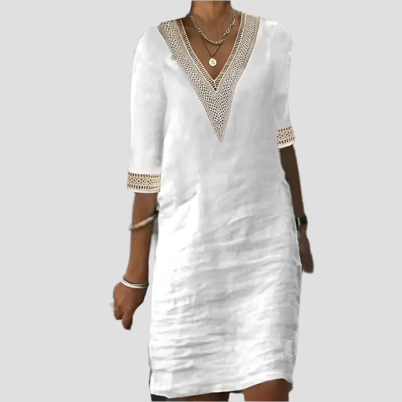 Elegantes Leinen Sommerkleid mit femininem Schnitt für jeden Anlass 1