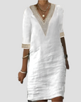 Elegantes Leinen Sommerkleid mit femininem Schnitt für jeden Anlass 1