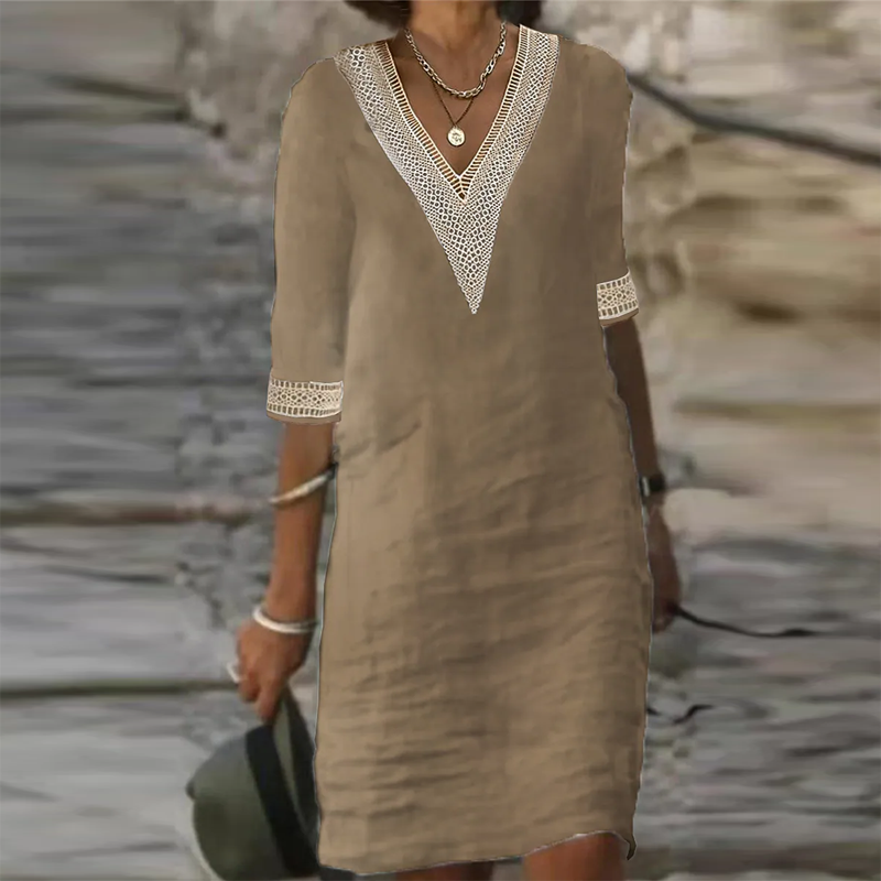 Elegantes Leinen Sommerkleid mit femininem Schnitt für jeden Anlass 2