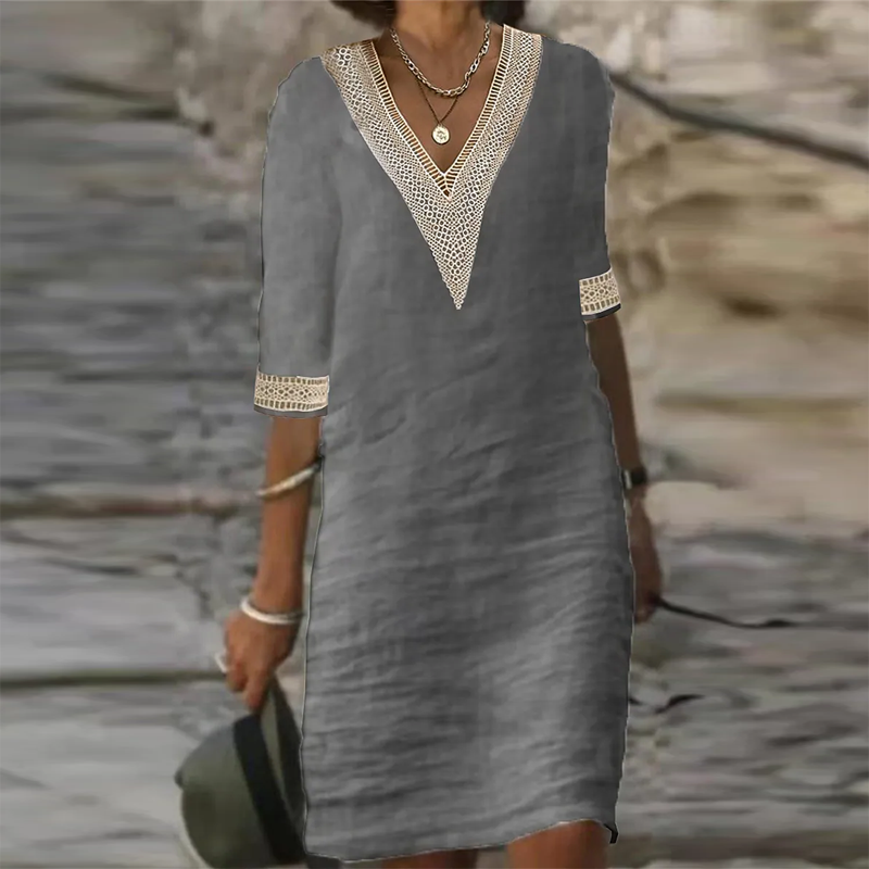 Elegantes Leinen Sommerkleid mit femininem Schnitt für jeden Anlass 3