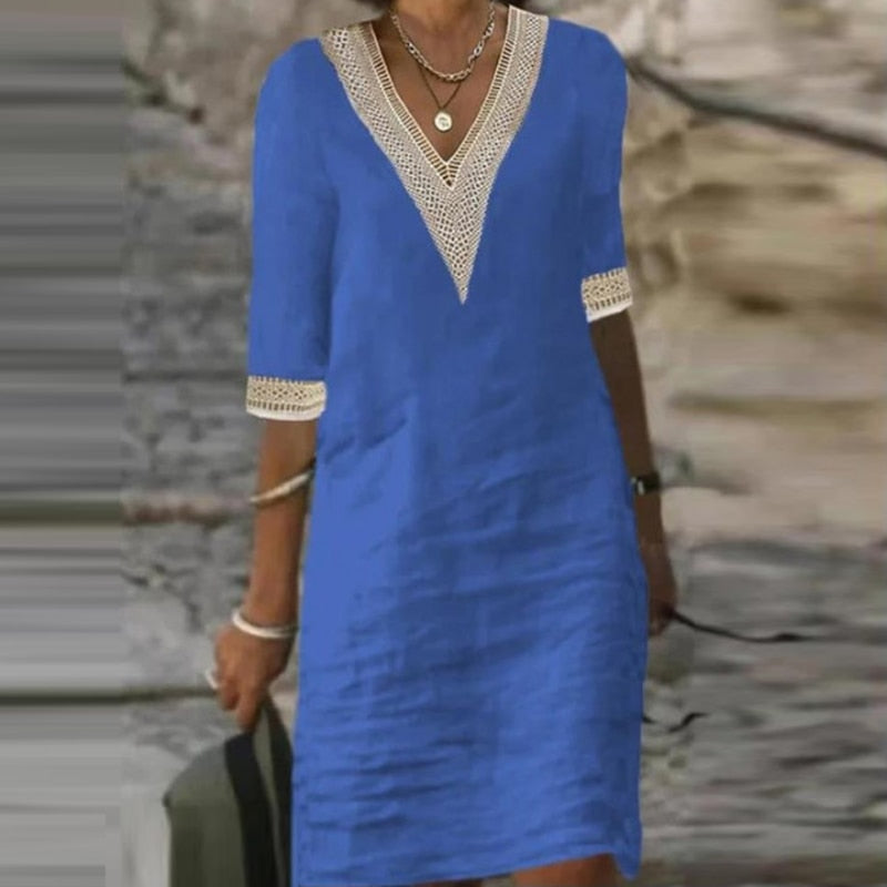 Elegantes Leinen Sommerkleid mit femininem Schnitt für jeden Anlass 4
