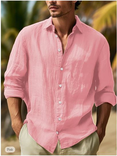 Elegantes Leinenhemd in Schwarz-Weiß-Rosa – Atmungsaktives Sommerhemd für lässige Anlässe 5