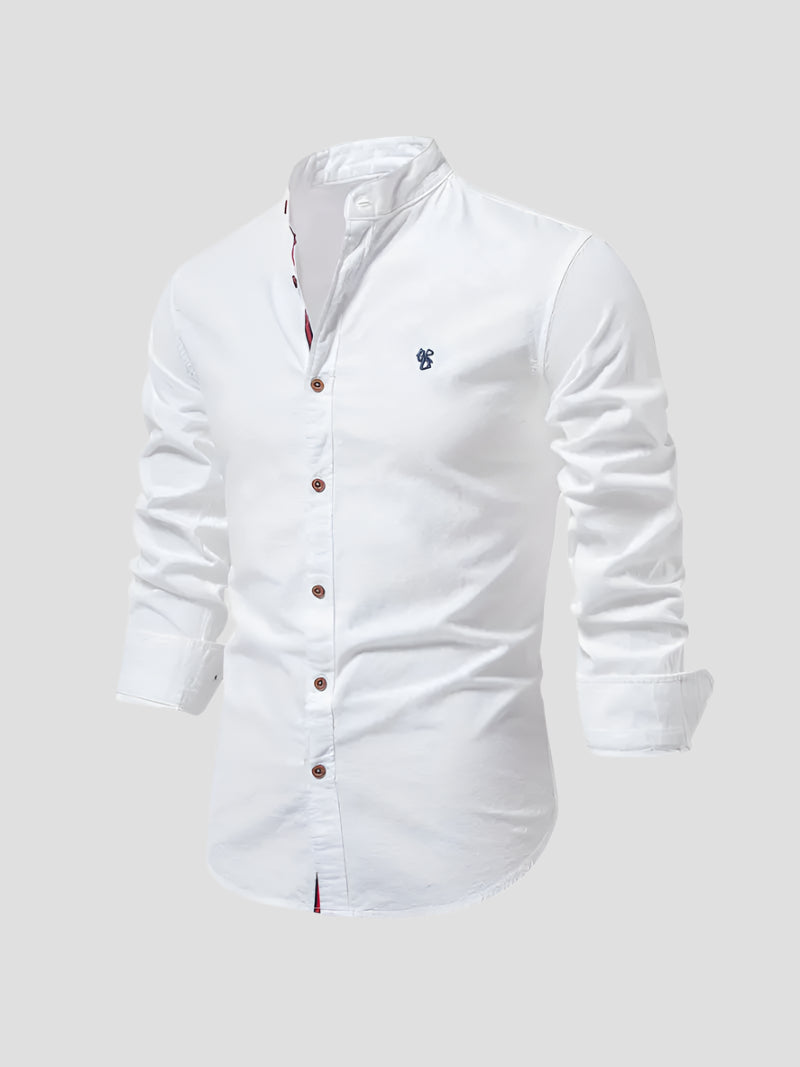 Elegantes Herren-Leinenhemd mit Stehkragen – Ideal für Casual und Semi-Formal 1