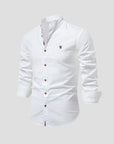 Elegantes Herren-Leinenhemd mit Stehkragen – Ideal für Casual und Semi-Formal 1