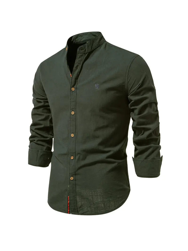 Elegantes Herren-Leinenhemd mit Stehkragen – Ideal für Casual und Semi-Formal 11