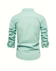 Elegantes Herren-Leinenhemd mit Stehkragen – Ideal für Casual und Semi-Formal 4