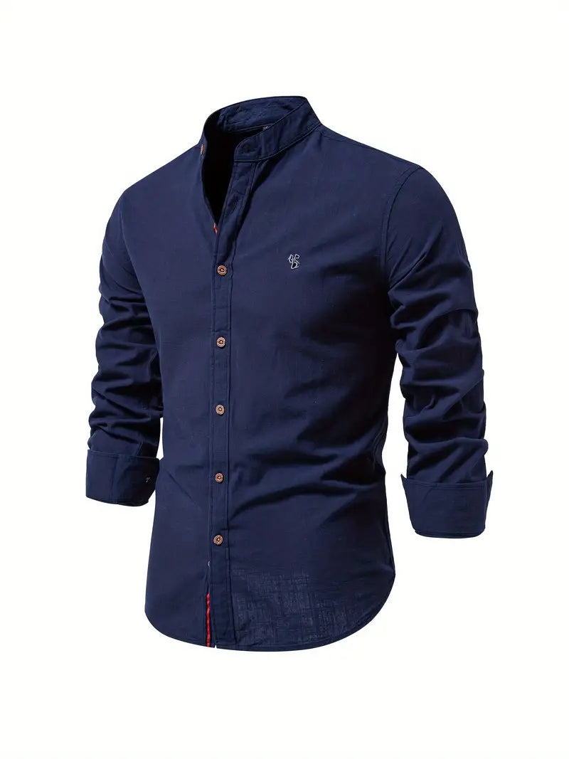 Elegantes Herren-Leinenhemd mit Stehkragen – Ideal für Casual und Semi-Formal 7