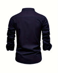 Elegantes Herren-Leinenhemd mit Stehkragen – Ideal für Casual und Semi-Formal 8