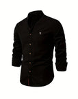 Elegantes Herren-Leinenhemd mit Stehkragen – Ideal für Casual und Semi-Formal 10