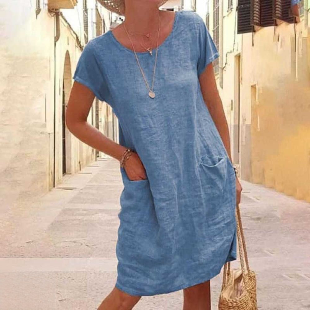 Elegantes Damenkleid aus Leinen – Atmungsaktives Festliches Kleid für Frühling und Sommer, Schmeichelhafte Passform, Vielseitig Kombinierbar 2