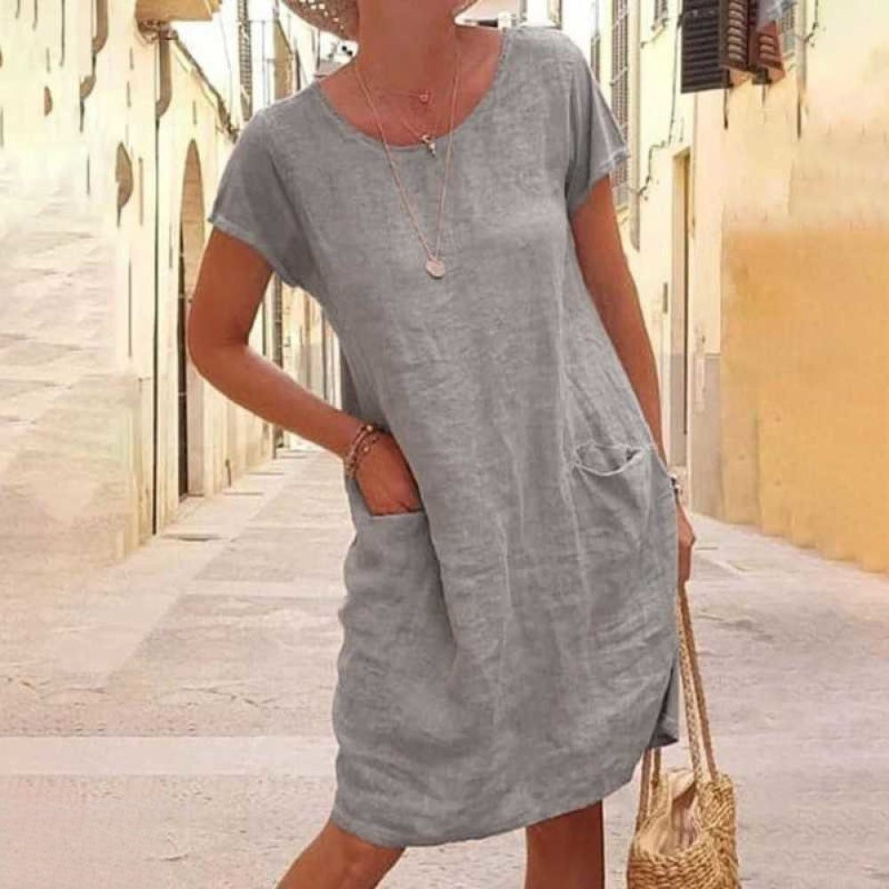 Elegantes Damenkleid aus Leinen – Atmungsaktives Festliches Kleid für Frühling und Sommer, Schmeichelhafte Passform, Vielseitig Kombinierbar 3