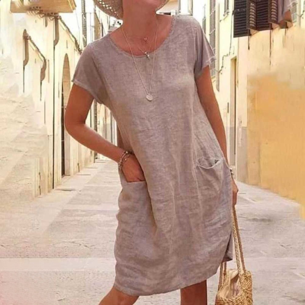 Elegantes Damenkleid aus Leinen – Atmungsaktives Festliches Kleid für Frühling und Sommer, Schmeichelhafte Passform, Vielseitig Kombinierbar 4