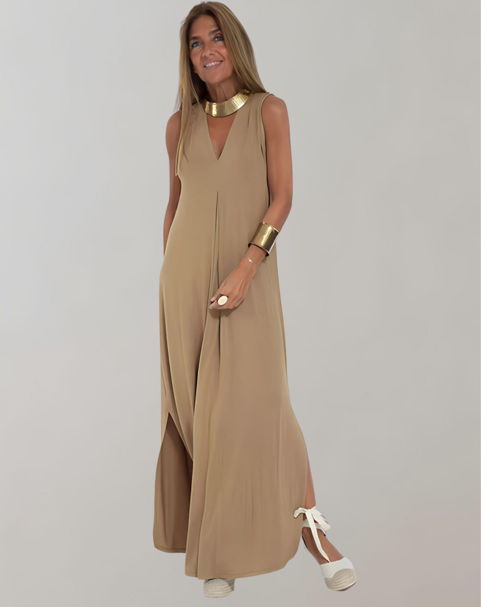 Elegantes Maxikleid mit V-Ausschnitt – Luftig und Bequem für Sommernächte 3