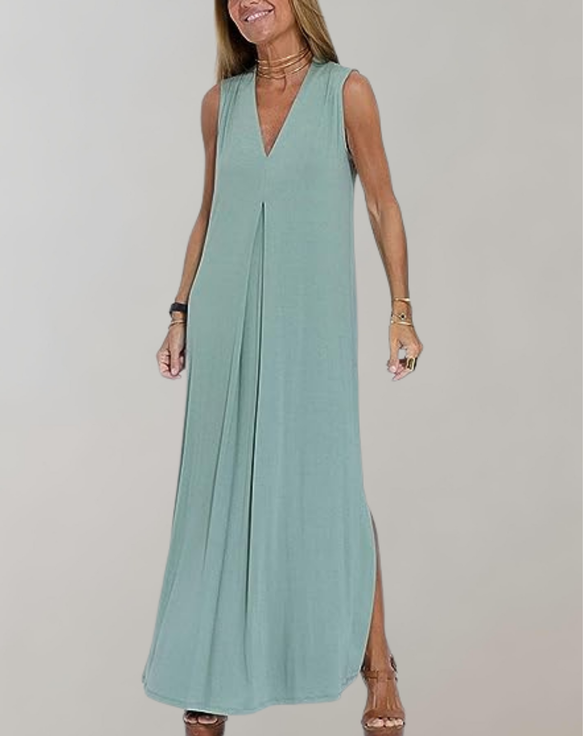 Elegantes Maxikleid mit V-Ausschnitt – Luftig und Bequem für Sommernächte 4