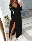 Elegantes Maxikleid mit V-Ausschnitt und langen Ärmeln für besondere Anlässe 4